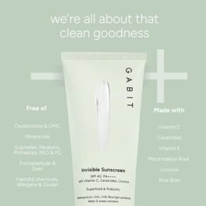 Gabit Invisible Sunscreen Spf 40,Pa ++++ With Ceramides,Vitamin C & E Water & Sweat Resistant Broad Spectrum,Uva/Uvb & Blue Light Protection No White Cast For Normal,Oily,Dry Skin Types Men & Women - Image 2