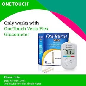 OneTouch Verio Test Strips | Pack of 25 Strips | Blood Sugar Test Machine Testing Strips | Global Iconic Brand | For use with OneTouch Verio Flex Glucometer