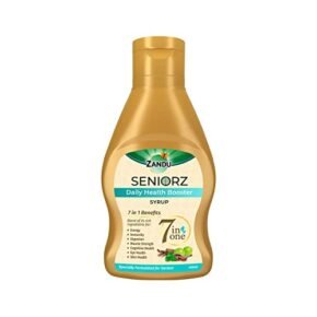 Zandu Seniorz Daily Health Booster Syrup, 450 ml, Helps improve Immunity, Muscle Strength, Energy, Digestion, Eye health, Cognitive health, Skin health, 100% Ayurvedic & Natural Health Drink - Image 4