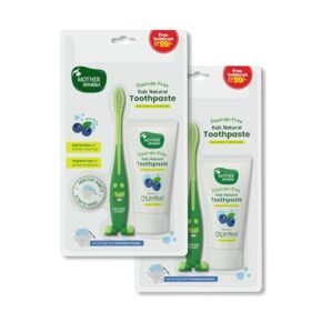 Mother Sparsh Natural Toothpaste for Kids-50g (With Free Toothbrush), Blueberry (Pack of 2) | Strengthens Gums, Whitens Teeth | Anti Cavity Baby Toothpaste Free from Preservatives & Fluoride
