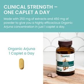 Himalaya Organic Arjuna 60 Caplets for Cholesterol, Blood Pressure & Healthy Heart Function Support 700mg - Image 2