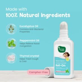 Mother Sparsh Natural Vapour Complete Cold Relief Roll-On for Babies-15ml | with Thymol Crystal, Eucalyptus Oil & Peppermint Oil for Cold & Cough | 100% Natural | Relieves Chest Congestion - Image 5