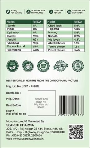 SEARCH WELLNESS Diabetes Care 60 Capsule Pack of 1 | Blend With Jamun, Shilajit & Karela | Manage Diabetes & Blood Sugar Level | Dia & Sugar Free Ayurvedic Medicine For Men & Women | BPA & GMO Free - Image 2